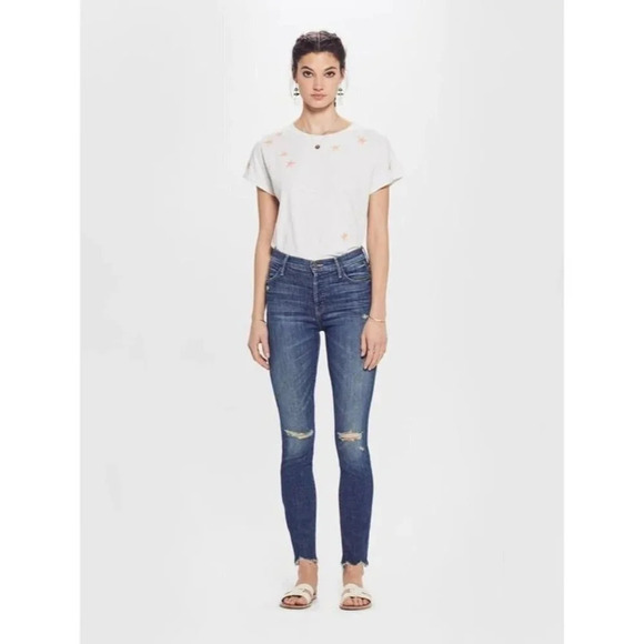 Mother Denim Women's The Stunner Distressed Chew Off Skinny Jeans in Duty‎ SZ 28 - Picture 1 of 15